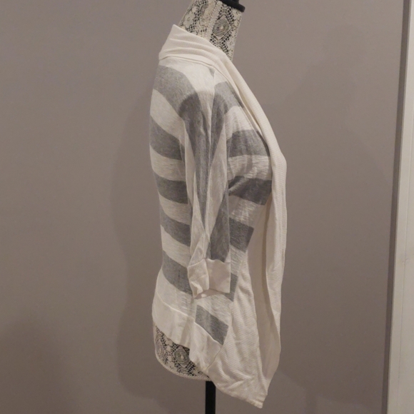 Gray and White Striped Cardigan from Francesca's - Picture 2 of 3